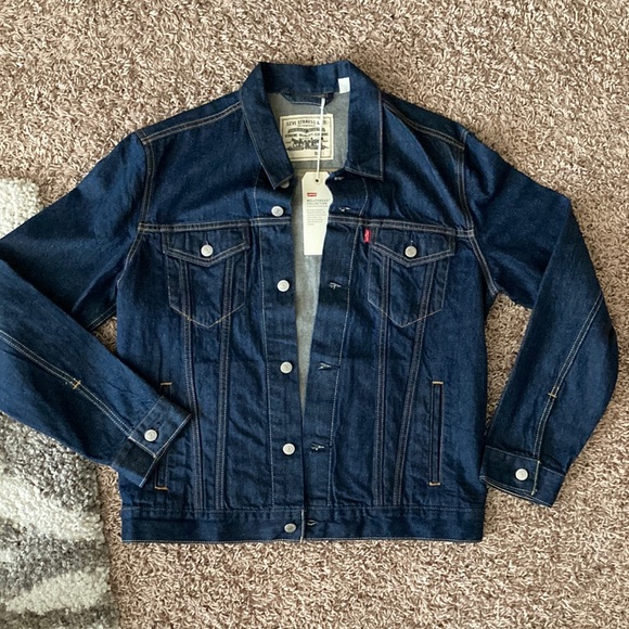 NWT Levi’s wellthread hemp trucker jacket dark wash men’s Large - Picture 1 of 6